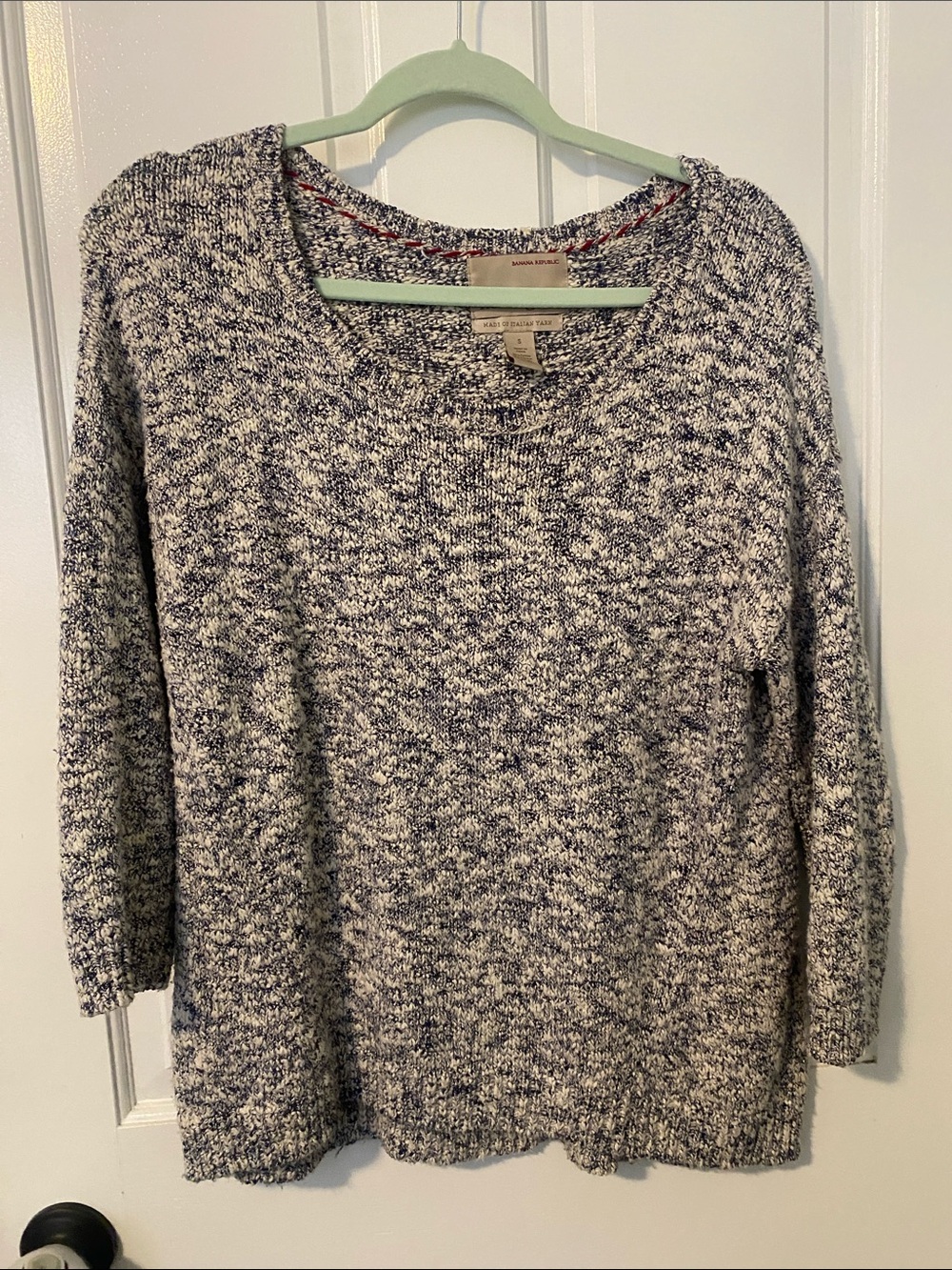Banana Republic Marled Crewneck Sweater in Blue and White